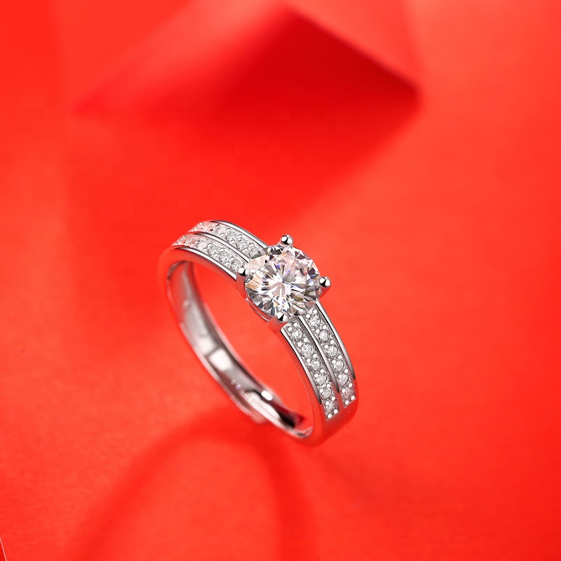 HMOIS love rings costom fashion women 925 silver 1.0ct moissanite wedding rings for party
