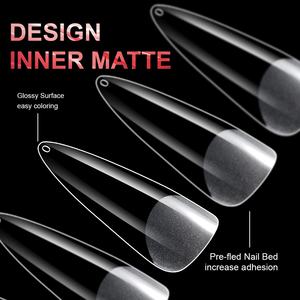 Ensemble de 240 embouts d'ongles ultra-minces et sans couture avec motif carré de style français transparent et semi-givré pour doigts - Product Image 6