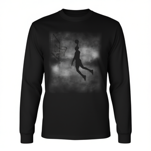 T-shirt à manches longues unisexe avec silhouette de dunk de basket-ball, col rond, vêtements de sport, impression numérique, pour adultes - Product Image 2