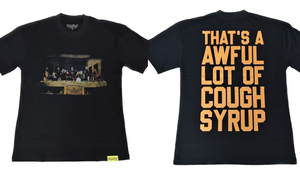 26 T-shirts pour hommes de qualité supérieure, 100% Coton, coupe oversize à épaules tombantes, manches courtes, imprimé 'THAT'S a AWFUL LOT of COUGH SYRUP', scannable - Product Image 2