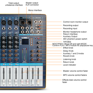 Promotion exceptionnelle : Console de mixage audio professionnelle AG8 8 canaux, compatible avec la lecture MP3 via clé USB, système de sonorisation - Product Image 5