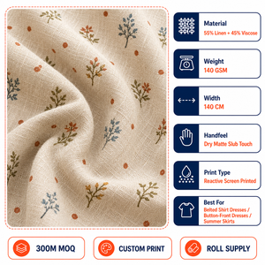 <span class=keywords><strong>Tissu</strong></span> en mélange <span class=keywords><strong>lin</strong></span> et rayonne, viscose et <span class=keywords><strong>lin</strong></span>, tissé à effet flammé, imprimé sur mesure, pour chemises, robes, chemisiers, vêtements d'été, vente en gros - Product Image 2