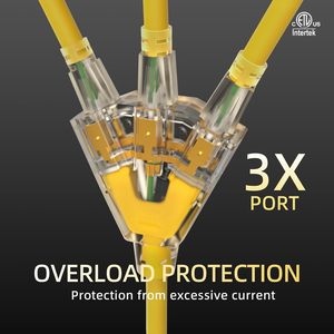 12ft 12 Máy Đo Nhiệm Vụ Nặng Nề Trong Nhà/Ngoài Trời Mở Rộng Dây Không Thấm Nước 3-Thắp Sáng End Sjtw 15A 1875W 3-Prong Vàng Linh Hoạt Điện - Product Image 5