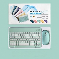 Conjunto de Teclado y Ratón Inalámbrico Recargable Universal Color Macaron Compatible con iPad, Teléfonos Móviles y Tabletas