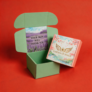 Boîtes personnalisées avec logo, impression dorée tournesol, en carton ondulé lavande pour l'expédition <span class=keywords><strong>de</strong></span> produits cosmétiques <span class=keywords><strong>bio</strong></span> et cadeaux - Product Image 2