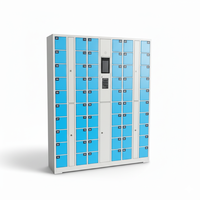 Station de recharge pour téléphones intelligents à 20, 30, 40, 50 compartiments, système de verrouillage électronique, assemblé, résistant à la rouille, durable, montage au sol