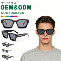 Lunettes de soleil en acétate polarisées européennes américaines à la mode nouveauté lunettes de soleil à monture épaisse carrées à la mode personnalisées