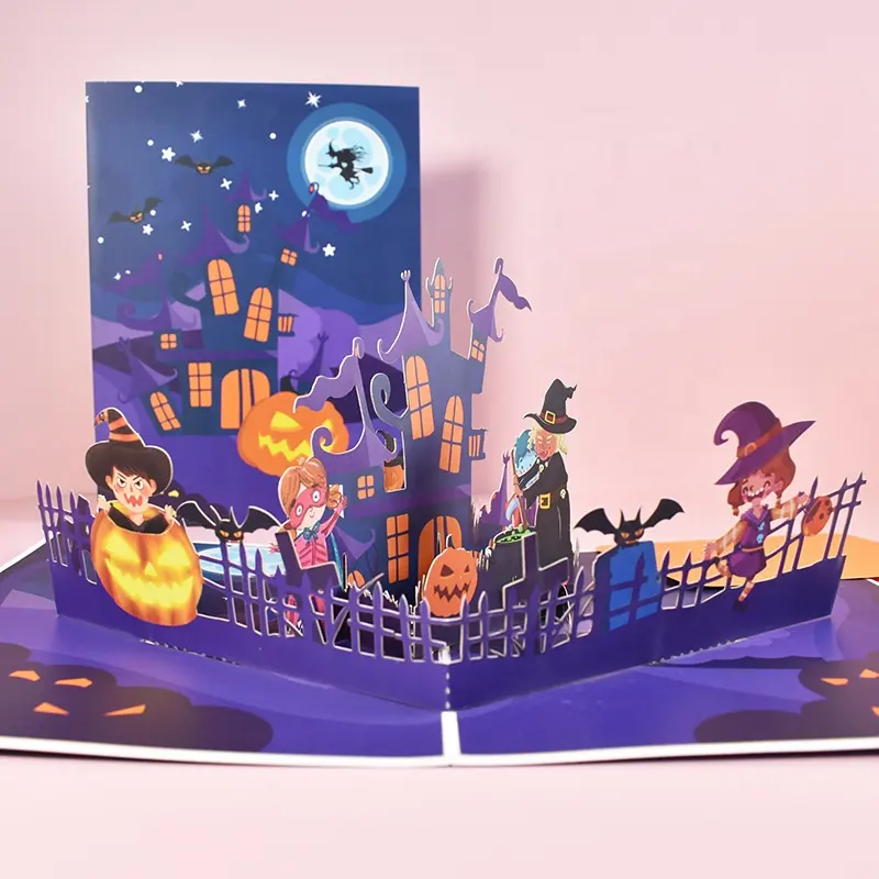 Nieuwe Stijl 3d Driedimensionale Opvouwbare Halloween Op Maat Gemaakte Handgemaakte Wenskaart Ansichtkaart Kinderen Geschenken