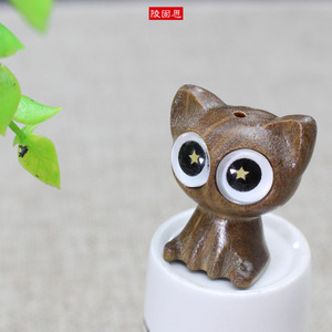 Star <b>Cat</b> Pendant Sandalwood Carved Cartoon Cute DIY Keychain <b>Gift</b> Unisex - Product Image 2