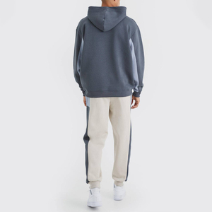 Ensemble de survêtement décontracté KingSen 100 % coton, coupe ample, blocs de couleur, manches raglan, sweat-shirt patchwork et pantalon de jogging avec logo personnalisé - Product Image 5