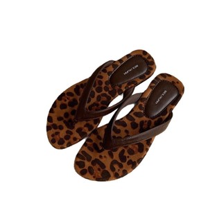 Leopard Print Flip Flops Women <b>Summer</b> Outdoor <b>Slippers</b> Anti Slippery EVA Outsole PU Upper Open Toe Design - Product Image 5