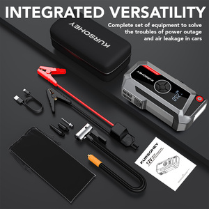 Démarreur de voiture portable 12V avec batterie de 8000 mAh, booster de batterie, pompe à air et compresseur d'air - Product Image 2