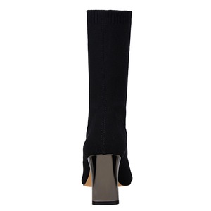 336-7 bottes pour femmes simples à la mode avec talons épais et bouts pointus hauts les rendent minces Sexy discothèque élastique bottines en laine - Product Image 4
