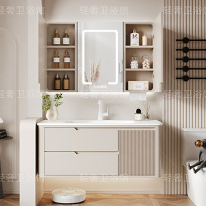 Modern Lacquer PVC Wooden Melamine Board Bathroom Vanity Unit <b>Mirror</b> Integrated Ceramic Washbasin Toilet Sink for Hotel Use <b>Wall</b> - Product Image 3