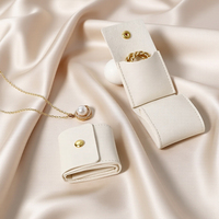 Pochette à bijoux portable en daim à compartiments pliables pour petites entreprises, étui de rangement minimaliste en cuir PU de marque