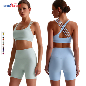 Ensemble 2 pièces pour l'entraînement et le yoga Tenues de gymnastique Tenues de <span class=keywords><strong>sport</strong></span> Soutien-gorge de yoga à séchage rapide <span class=keywords><strong>Short</strong></span> de course Tenues de fitness souples pour femmes - Product Image 2