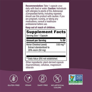 Nouvel arrivage d'extraits de plantes de marronnier bio favorisant une bonne circulation sanguine et une bonne santé veineuse Suppléments de marronnier d'Inde - Product Image 3