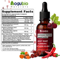 Gouttes liquides orales de Poivre de Cayenne, Aubépine, Racine de Betterave, Curcuma et Vitamine K2+D3 – Approvisionnement direct usine