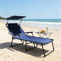 Chaises pliantes réglables pour l'extérieur, chaises inclinables pour la piscine, la plage, le camping, lit de camp pour la pelouse avec auvent