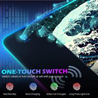 Tapis de souris de jeu personnalisé RVB Sea Wave Chargement sans fil 10/15w 10 Modes d'éclairage Tapis de souris LED Tapis de clavier à base de caoutchouc antidérapant