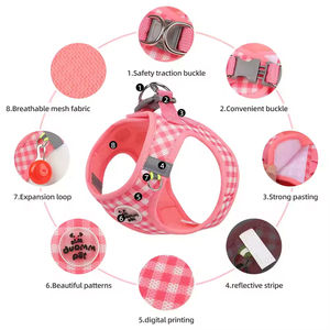 Conjunto de Arnés para Mascotas con Estampado a Cuadros, Correa para Perros y Gatos, Arnés Acolchado, Cómodo y Transpirable para Paseos al Aire Libre - Product Image 4