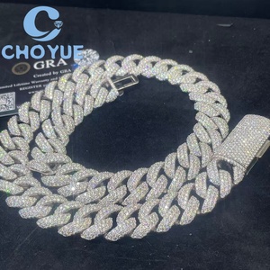 Fashion 925 Silver Moissanite Necklaces 18MM 3 Rows Cuban Link <b>Chain</b> for Men Hip Hop <b>Iced</b> <b>Out</b> Jewelry Pass Diamond Tester GRA - Product Image 6