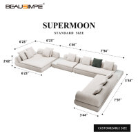 Maßgefertigte italienische Luxus-Ledersofas der Spitzenklasse Full-House-Möbel Modulare minimalistische U-förmige Sektion