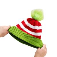 Chapeau en tricot d'hiver pour enfants, bonnet rayé, cadeau de Noël chaud et festif