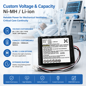 Batería Recargable Personalizada para Ventilador Drager Carina ResMed <span class=keywords><strong>Philips</strong></span> Medtronic Puritan Bennett Hamilton, Soporte Vital OEM - Product Image 3