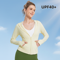 Veste de sport pour femme, coupe ajustée, à capuche, respirante, séchage rapide, UPF 50, pour la course à pied, manches longues, été