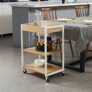 Chariot à roulettes en bambou à 3 niveaux, best-seller, étagères de supermarché avec fonction utilitaire réglable et matériau métallique - Product Image 3