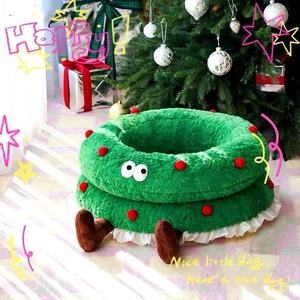 Hot Selling Weihnachts kranz Haustier Bett Selbst erhitzen des Plüsch nest für Katzen Kleine Hunde Warme gemütliche Winter bettwäsche Großhandel - Product Image 1