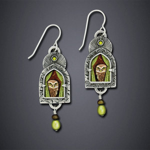 Orecchini Vintage a Forma di Gufo Verde Oliva, Regali per Feste Femminili - Product Image 5