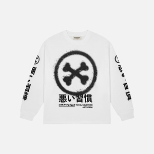 Washu Long Sleeve Tee 280gsm Combed Cotton Relaxed Fit Women's T-<b>Shirts</b> Streetwear Style with Silk Screen Printing - Product Image 1