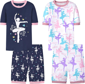 Set di pigiami estivi per bambini Set di pigiami estivi per bambini 4 pezzi Set di pigiami da bambina stampati personalizzati - Product Image 4