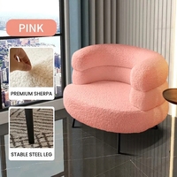 Fauteuil d'appoint BOBO en fausse fourrure d'agneau, fauteuil simple moderne, chaise de maquillage pour chambre et balcon