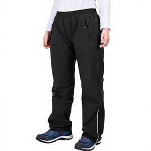 Pantalon de ski unisexe noir imperméable et chauffant, coupe-vent, taille élastique, 100 % nylon, résistant à l'eau 10 000 mm, vêtements de neige d'extérieur - Product Image 1