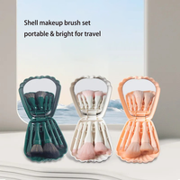 Nouvelle coque de conception innovante 5 en 1, miroir portable pour pinceaux de maquillage, mini accessoires de voyage, étui pour pinceaux de contour et de fard à paupières, 3 couleurs
