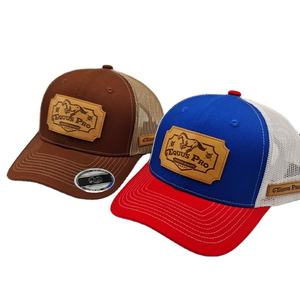 अनुकूलित 6-पैनल पैटर्न और अक्षर चमड़े के पैच लोगो टोपी लुभावनी अमीर 112 ट्रक जाल स्नैपबैक कैप - Product Image 3
