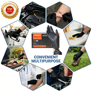 Gants en nitrile noirs <span class=keywords><strong>non</strong></span> poudrés texturés résistants aux produits chimiques pour tatouage, salon de beauté, manucure, coiffure et nail art - Product Image 5