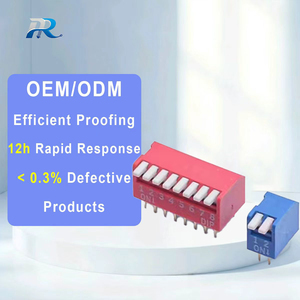 थोक मूल्य आर ब्रांड डुबकी स्विच 2.54 मिमी पिच लाल नीले DS-1/2/3/4/5/6/7/8/9/10/11/12 पी प्लग-इन टॉगल में स्विच 50ma dc12v - Product Image 1