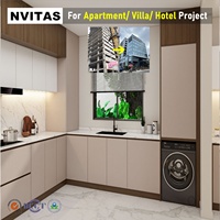 Meubles de cuisine modernes en contreplaqué pour appartement, avec revêtement PVC thermoformé, vente en gros, conception personnalisée, fabricant de meubles de cuisine RTA en kit.