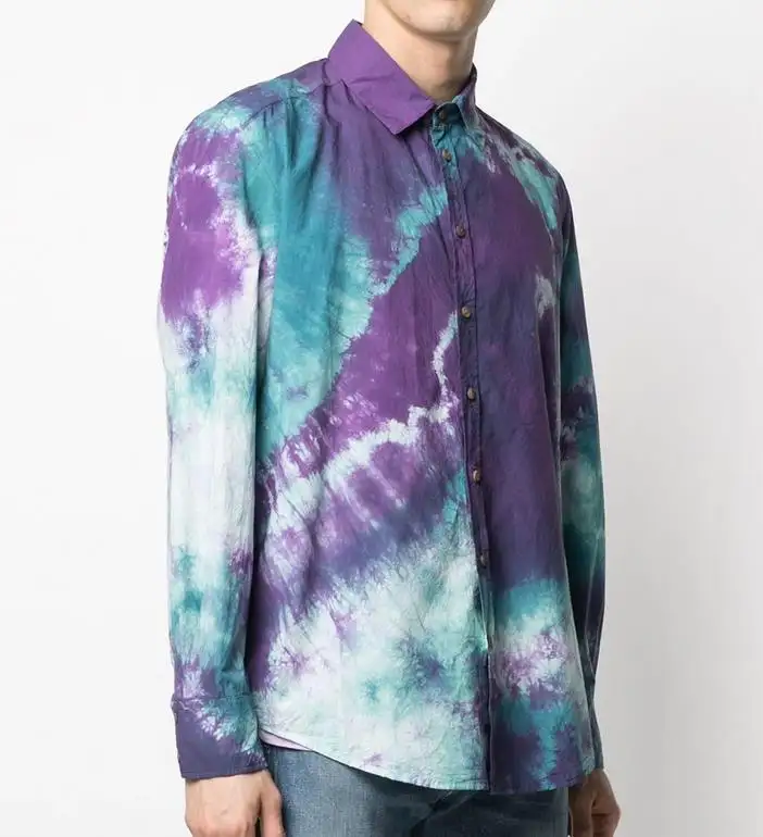 Summer cool style Tie Dye Button Up Shirts for men long sleeve casual shirts
