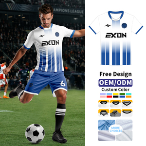 EXON Soft Feel Voetbalshirt met klassiek V-hals ontwerp, voetbaltenue voor Europese clubfans - Product Image 1