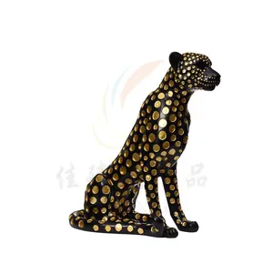 Sculpture Modern Spotted Panther Resin Leopard Statue Animal Sculpture Luxury Living Room Floor Decoration Office Accessories Gift