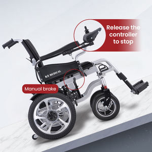 เก้าอี้ล้อไฟฟ้าแบบพับได้รถเข็นอลูมิเนียมแบบพกพา KSM-501P - Product Image 4