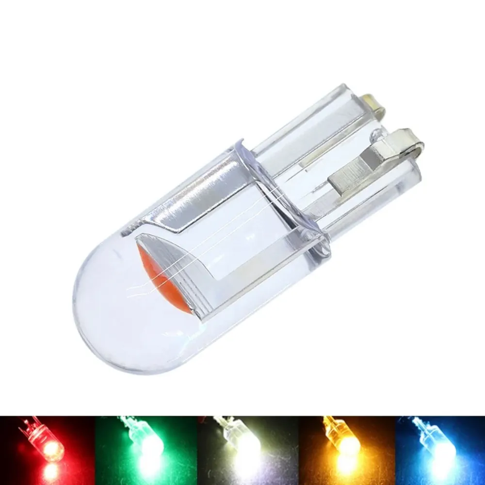 W5W T10 Glass Housing Cob LED Car bulb 3000K 6000K White Green Blue Red Wedge License Plate Lamp Dome Light White Diedo