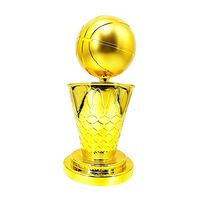 Trophée de championnat de basketball en résine plaqué or gravé, idéal pour les événements sportifs, les récompenses et la collection des fans