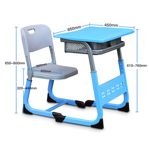 Ensemble de <span class=keywords><strong>table</strong></span> et de chaise en plastique PE bleu, réglable en hauteur, pour l'école, mobilier d'école, bureau et chaise pour étudiants - Product Image 2