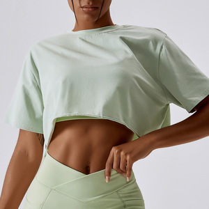 <span class=keywords><strong>T</strong></span>-<span class=keywords><strong>shirt</strong></span> da <span class=keywords><strong>Donna</strong></span> All'ingrosso a Maniche Corte in Cotone Girocollo Oversize Lunghezza Vita Stile Fashion Casual Sportivo - Product Image 4